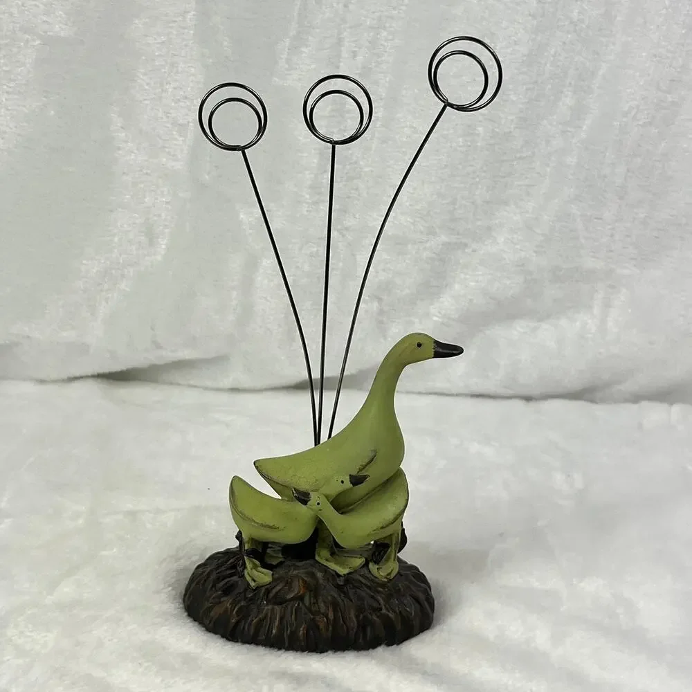 Resin Goose Family Photo Holder Figurine 9.5